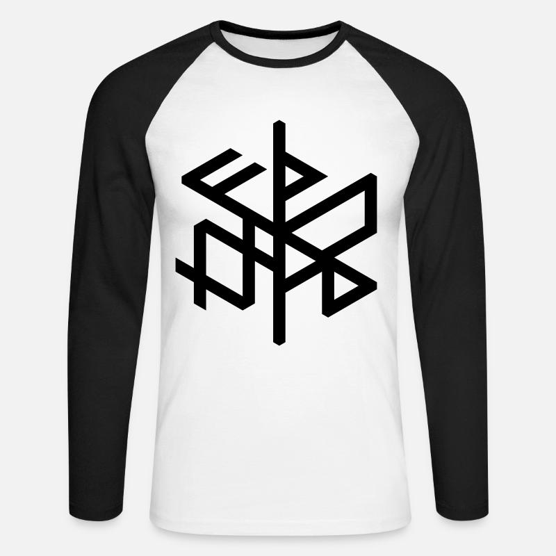 Thüringer "Þuringa" Hexa-Binderune,rechts/cw,QRF0© - Unisex Baseballshirt langarm - Weiß/Schwarz