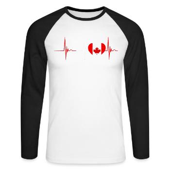 Canada Heartbeat - Unisex Long Sleeve Baseball T-Shirt - white/black - Front - Nik (191cm)
