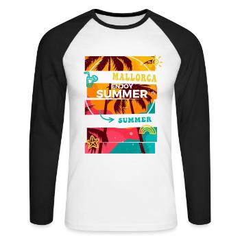 Mallorca Summer Sun Beach Sea Palms Holiday - Unisex Long Sleeve Baseball T-Shirt - white/black - Front - Nik (191cm)