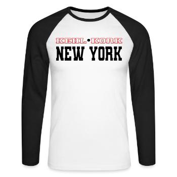 Kehl Kork New York - Unisex Baseballshirt langarm - Weiß/Schwarz - Vorne - Nik (191cm)