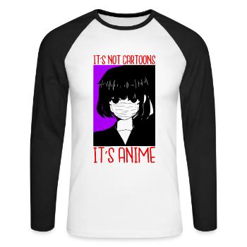Ce n’est pas des dessins animés son anime - T-shirt baseball manches longues Homme - blanc/noir - Devant - Nik (191cm)