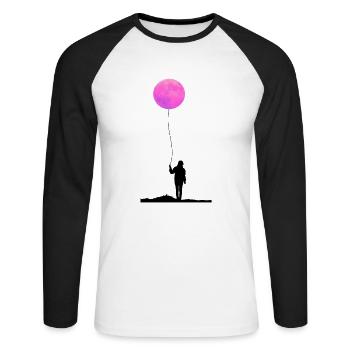 Moon Sunset Balloon Full Moon Balloon - Unisex Long Sleeve Baseball T-Shirt - white/black - Front - Nik (191cm)