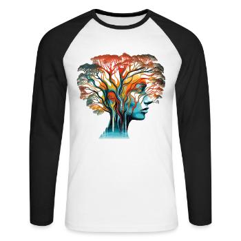 Illusion d’optique Head-Tree - T-shirt baseball manches longues Homme - blanc/noir - Devant - Nik (191cm)