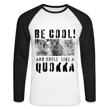 Soyez cool et souriez comme un Quokka - T-shirt baseball manches longues Homme - blanc/noir - Devant - Nik (191cm)