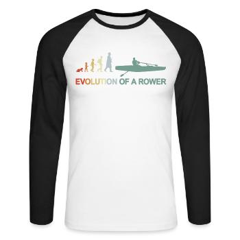 Développement d’un rameur - T-shirt baseball manches longues Homme - blanc/noir - Devant - Nik (191cm)