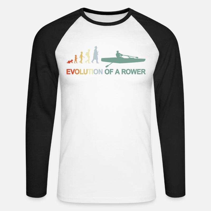 Entwicklung eines Ruderers - Unisex Baseballshirt langarm - Weiß/Schwarz