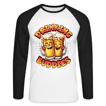 Bière Boire Copains Partnerlook Chopes À Bière Drôle - T-shirt baseball manches longues Homme - blanc/noir - Devant - Nik (191cm)