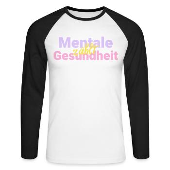 Mental health counts - Unisex Long Sleeve Baseball T-Shirt - white/black - Front - Nik (191cm)