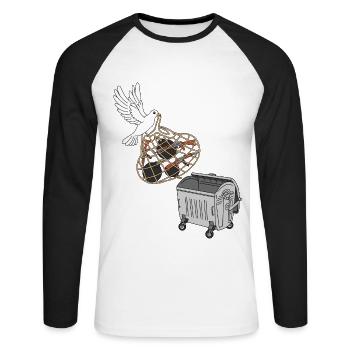 Journée mondiale de la paix - T-shirt baseball manches longues Homme - blanc/noir - Devant - Nik (191cm)