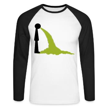 Motif de consommation d’alcool - Vomir - Escalade et crash - T-shirt baseball manches longues Homme - blanc/noir - Devant - Nik (191cm)