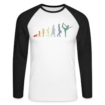 Entwicklung zur Yogalehrerin - Unisex Baseballshirt langarm - Weiß/Schwarz - Vorne - Nik (191cm)