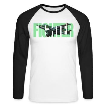 Fighter Su-25 - Unisex Long Sleeve Baseball T-Shirt - white/black - Front - Nik (191cm)
