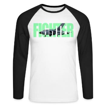 Fighter Tornado - Unisex Long Sleeve Baseball T-Shirt - white/black - Front - Nik (191cm)