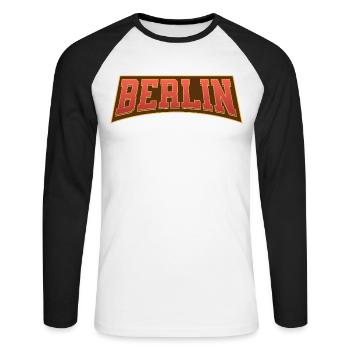 Berlin - Unisex Long Sleeve Baseball T-Shirt - white/black - Front - Nik (191cm)