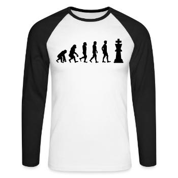 Evolution du jeu d’échecs - T-shirt baseball manches longues Homme - blanc/noir - Devant - Nik (191cm)