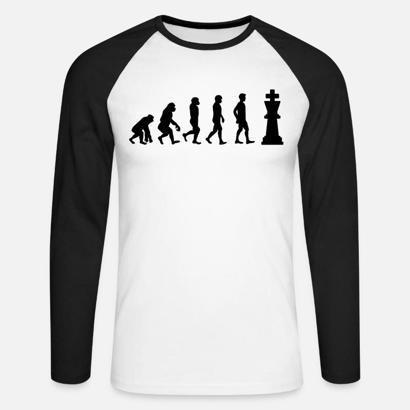 Chess evolution - Unisex Long Sleeve Baseball T-Shirt - white/black