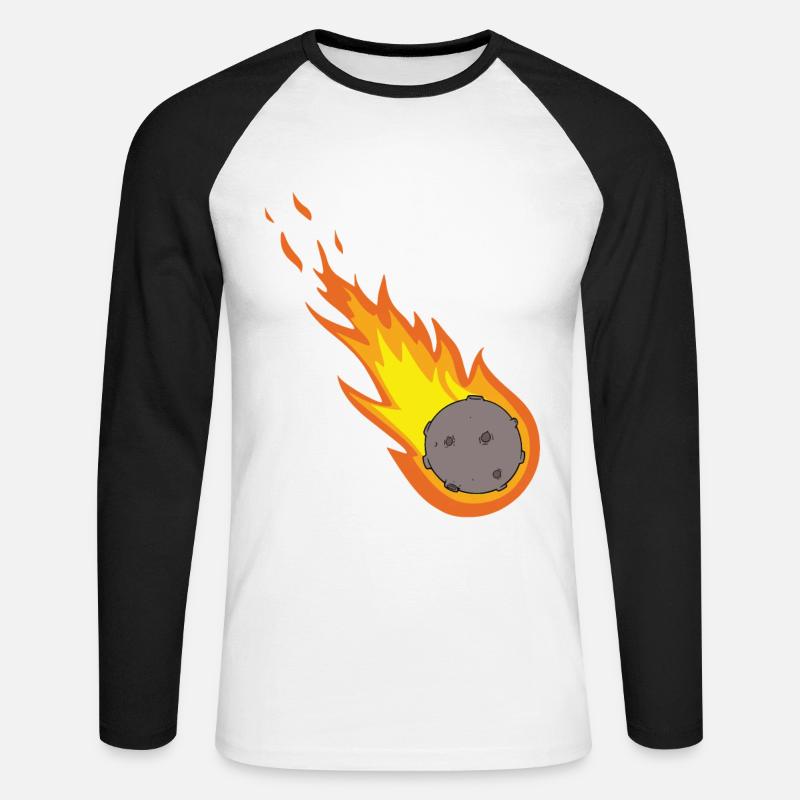 Flaming Meteor Comet Space - Unisex Baseballshirt langarm - Weiß/Schwarz