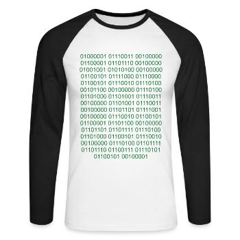 Binärcode Informatiker Nerd - Unisex Baseballshirt langarm - Weiß/Schwarz - Vorne - Nik (191cm)
