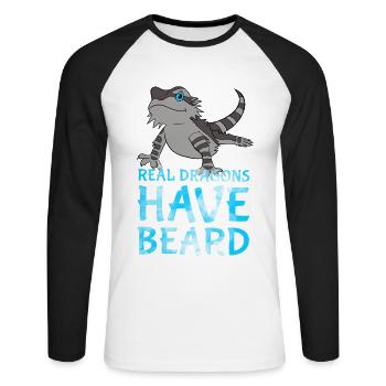 Lézard dragon avec barbe mon meilleur copain - T-shirt baseball manches longues Homme - blanc/noir - Devant - Nik (191cm)