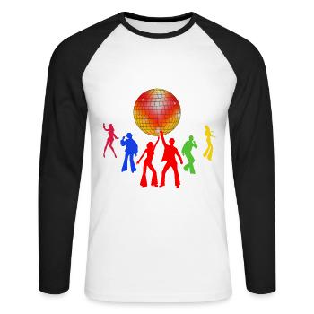 Disco alte Zeiten schöne Erinnerungen Geschenkidee - Unisex Baseballshirt langarm - Weiß/Schwarz - Vorne - Nik (191cm)