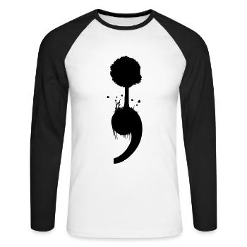 Project semicolon tree depression suicide gift - Unisex Long Sleeve Baseball T-Shirt - white/black - Front - Nik (191cm)