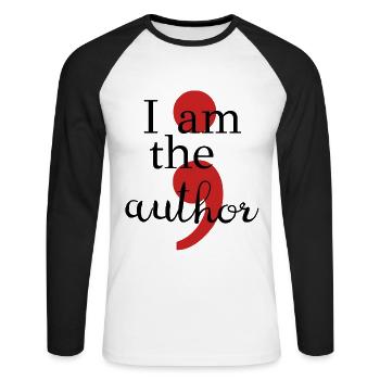 Projekt Semikolon I Am The Author Suicide Geschenk - Unisex Baseballshirt langarm - Weiß/Schwarz - Vorne - Nik (191cm)