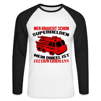 Chemise de pompier · Échelle de voiture · Cadeau d'oncle - T-shirt baseball manches longues Homme - blanc/noir - Devant - Nik (191cm)