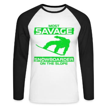 Savage Snowboard Ski Hiver Sport Boarder Wild - T-shirt baseball manches longues Homme - blanc/noir - Devant - Nik (191cm)