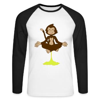 farting monkey meditates. Gift idea for funny - Unisex Long Sleeve Baseball T-Shirt - white/black - Front - Nik (191cm)