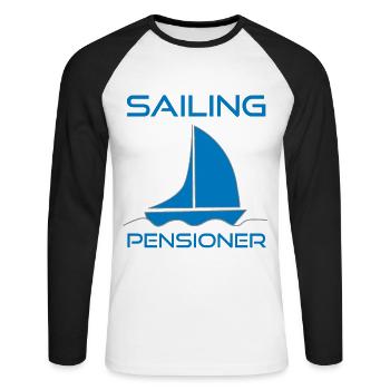 Rente Segeln Pension Geschenkidee Segler - Unisex Baseballshirt langarm - Weiß/Schwarz - Vorne - Nik (191cm)