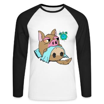 inner pig dog gift idea for new intentions - Unisex Long Sleeve Baseball T-Shirt - white/black - Front - Nik (191cm)