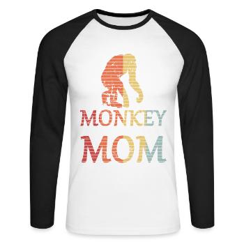 Singe maman singe maman - T-shirt baseball manches longues Homme - blanc/noir - Devant - Nik (191cm)