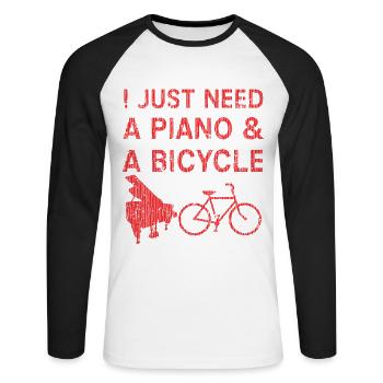 Piano - Unisex Long Sleeve Baseball T-Shirt - white/black - Front - Nik (191cm)