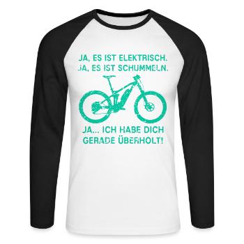 E-bike MTB mountain bike pedelec overtaking saying - Unisex Long Sleeve Baseball T-Shirt - white/black - Front - Nik (191cm)