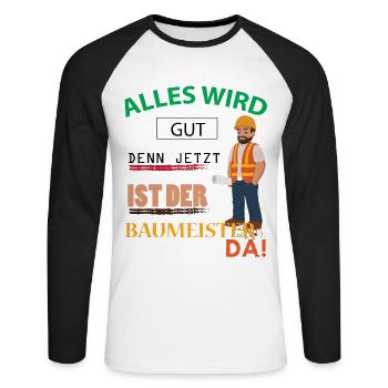 Baumeister Shirt • Construction Site Construction Worker Gift - Unisex Long Sleeve Baseball T-Shirt - white/black - Front - Nik (191cm)