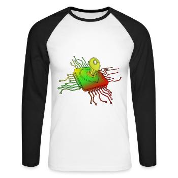 PC Hardware mit Schlüssel und Schloss Geschenkidee - Unisex Baseballshirt langarm - Weiß/Schwarz - Vorne - Nik (191cm)