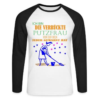 La chemise fou Charwoman - cadeau de femme au foyer - T-shirt baseball manches longues Homme - blanc/noir - Devant - Nik (191cm)