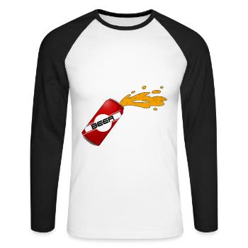 Canette de bière ouverte idée cadeau pour les rois de la bière - T-shirt baseball manches longues Homme - blanc/noir - Devant - Nik (191cm)