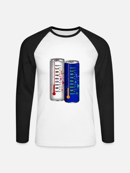 Boisson énergisante avec idée d'endurance et de puissance - T-shirt baseball manches longues Homme - blanc/noir