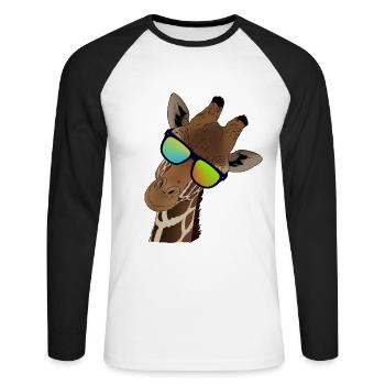 Cool giraffe with sunglasses gift idea - Unisex Long Sleeve Baseball T-Shirt - white/black - Front - Nik (191cm)