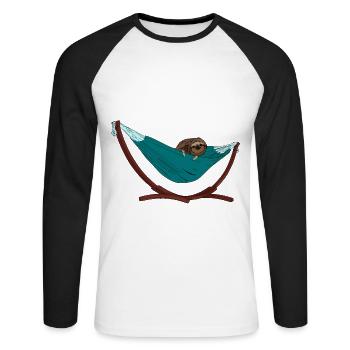 Sloth in hammock Gift idea for children - Unisex Long Sleeve Baseball T-Shirt - white/black - Front - Nik (191cm)