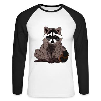 excellente idée cadeau raton laveur pour les ratons laveurs mignons - T-shirt baseball manches longues Homme - blanc/noir - Devant - Nik (191cm)