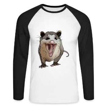 Laughing possum Gift idea for opossum friends - Unisex Long Sleeve Baseball T-Shirt - white/black - Front - Nik (191cm)