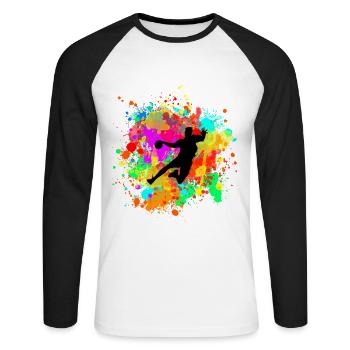 cool colorful handballer gift idea for handball - Unisex Long Sleeve Baseball T-Shirt - white/black - Front - Nik (191cm)