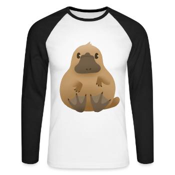 Ornithorynque (ornithorynque) - T-shirt baseball manches longues Homme - blanc/noir - Devant - Nik (191cm)