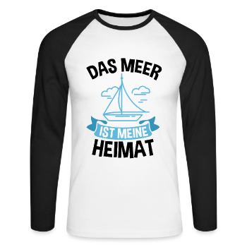 Das Meer ist meine Heimat - Segeln - Unisex Baseballshirt langarm - Weiß/Schwarz - Vorne - Nik (191cm)