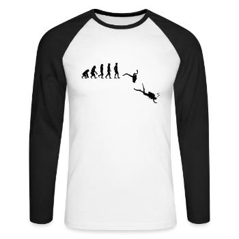 Evolution Taucher - Unisex Baseballshirt langarm - Weiß/Schwarz - Vorne - Nik (191cm)