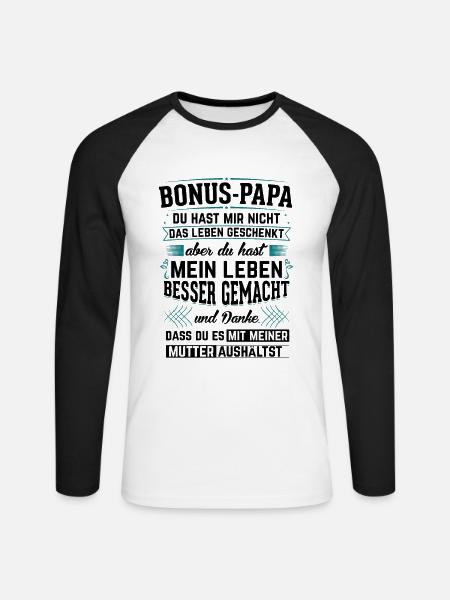 Bonus Papa - Geschenk Stiefvater Geburtstag - Unisex Baseballshirt langarm - Weiß/Schwarz