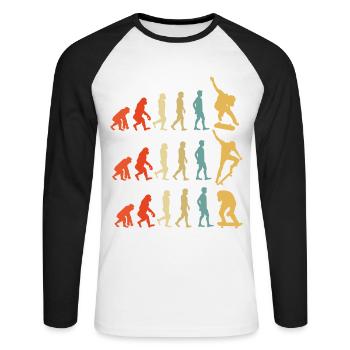 Skateboard Evolution Geschenk - Unisex Baseballshirt langarm - Weiß/Schwarz - Vorne - Nik (191cm)