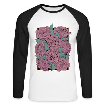 Roses - T-shirt baseball manches longues Homme - blanc/noir - Devant - Nik (191cm)